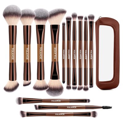 MAANGE 13 Pcs Makeup Brushes with brown Bag