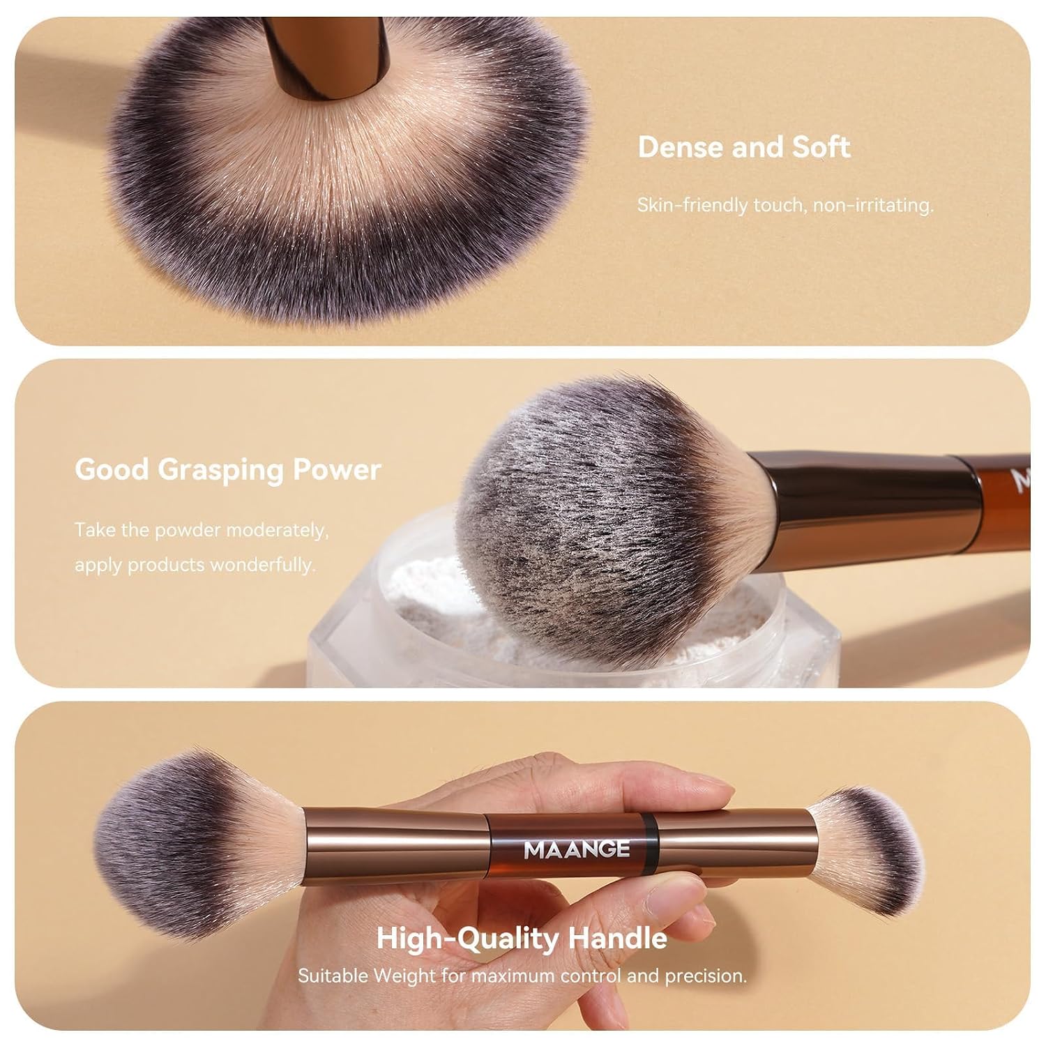 MAANGE 13 Pcs Makeup Brushes with brown Bag - Image 9
