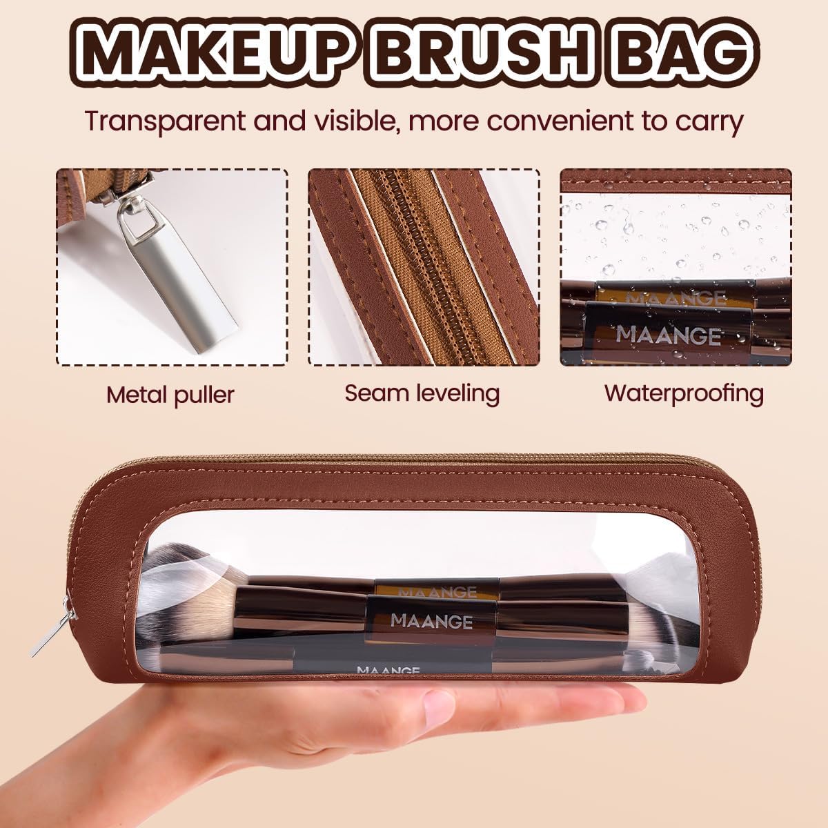 MAANGE 13 Pcs Makeup Brushes with brown Bag - Image 10