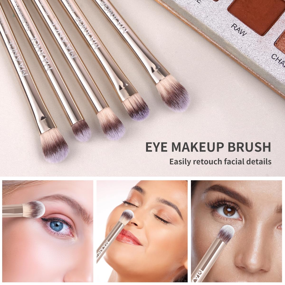 MAANGE 13 Pcs Makeup Brushes with brown Bag - Image 7