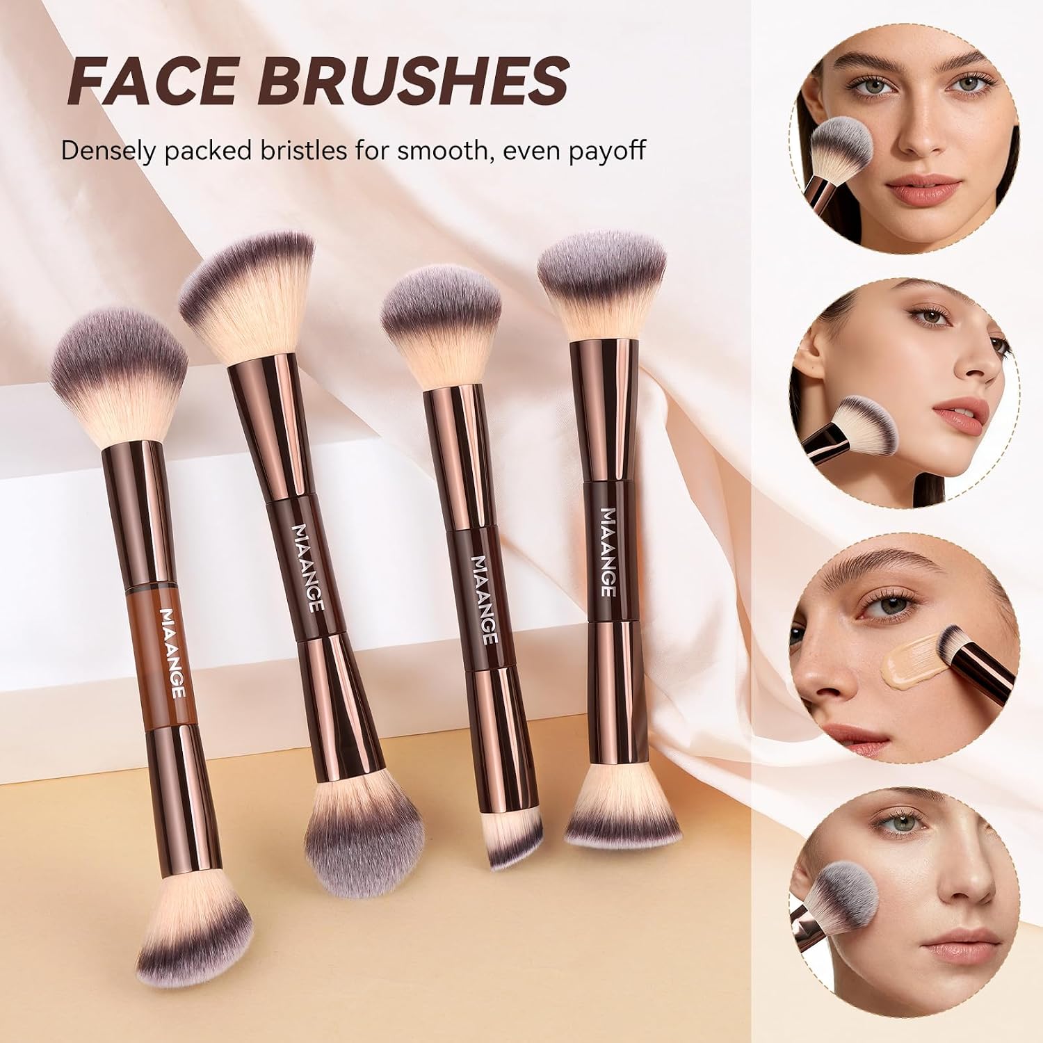 MAANGE 13 Pcs Makeup Brushes with brown Bag - Image 12